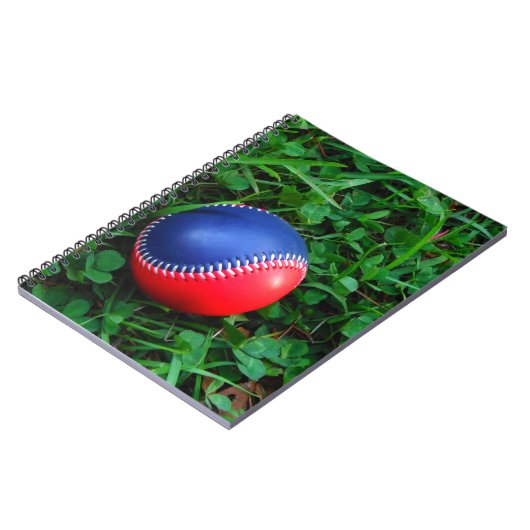 Rood- en blauw Baseball met witte onderdruk Notitieboek (Linkerzijde)