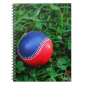 Rood- en blauw Baseball met witte onderdruk Notitieboek (Voorkant)