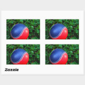 Rood- en blauw Baseball met witte onderdruk Rechthoekige Sticker (Vel)