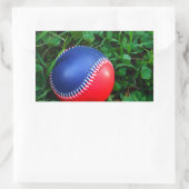 Rood- en blauw Baseball met witte onderdruk Rechthoekige Sticker (Tas)