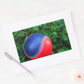 Rood- en blauw Baseball met witte onderdruk Rechthoekige Sticker (Envelop)