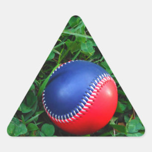 Rood- en blauw Baseball met witte onderdruk Sticker