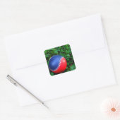 Rood- en blauw Baseball met witte onderdruk Vierkante Sticker (Envelop)