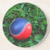 Rood- en blauw Baseball met witte onderdruk Zandsteen Onderzetter (Voorkant)