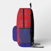 Rood en Blauw Bedrukte Rugzak (Rechts)