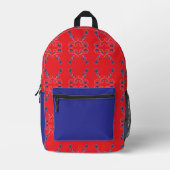 Rood en Blauw Bedrukte Rugzak (Voorkant)