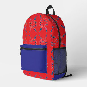 Rood en Blauw Bedrukte Rugzak