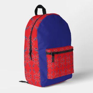Rood en blauw bedrukte rugzak