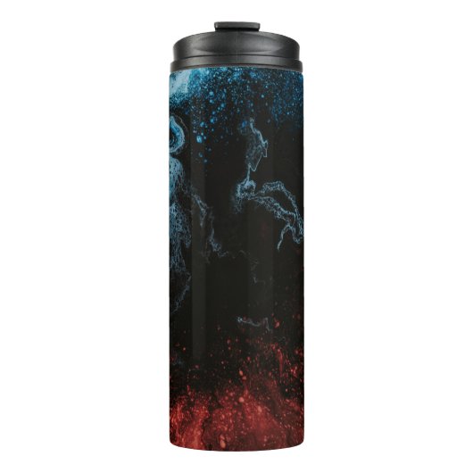 Rood en blauw behang thermosbeker (Voorkant)