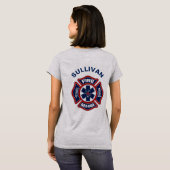 Rood en blauw bij brand en reddingsoperaties t-shirt (Achterkant volledig)