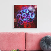  Rood en Blauw Bloemen Abstract Canvas Afdruk (Insitu (Woonkamer))