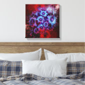  Rood en Blauw Bloemen Abstract Canvas Afdruk (Insitu (Slaapkamer))