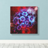  Rood en Blauw Bloemen Abstract Canvas Afdruk (Insitu (Houten vloer))