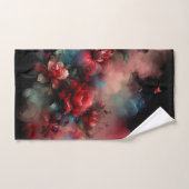 Rood en Blauw Bloemen Abstract op Zwarte Achtergro Bad Handdoek (Handdoek)