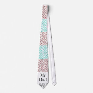 Rood en Blauw Bloemen Vaderdag Necktie : Mr Dad Stropdas