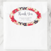 Rood en Blauw Bloemenpatroon Sticker (Tas)