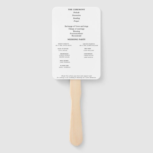 Rood en Blauw Bloemig Huwelijksceremonie Programma Handwaaier (Achterkant)