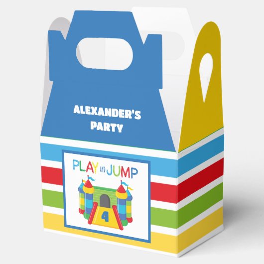 Rood en blauw Bounce huis Bedankdoosjes (Geopend)