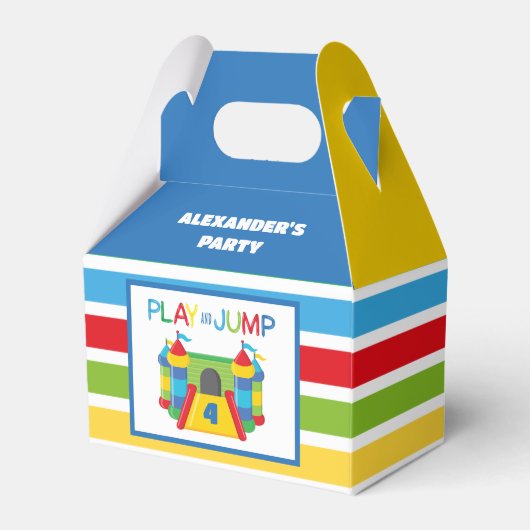 Rood en blauw Bounce huis Bedankdoosjes (Voorkant Zijde)