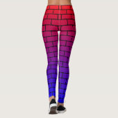 Rood en Blauw Bricks Muurpatroon Leggings (Achterkant)