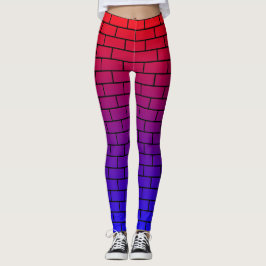 Rood en Blauw Bricks Muurpatroon Leggings