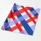 Rood en blauw Buffalo Plaid Wrapping Paper Cadeaupapier (Uitgerold)