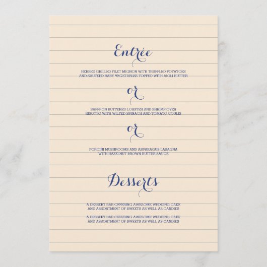 Rood en Blauw Chemie Bruiloftsmenu Menu (Achterkant)