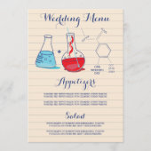 Rood en Blauw Chemie Bruiloftsmenu Menu (Voorkant)