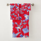 Rood en blauw Chintz Bad Handdoek (Insitu)
