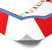 Rood en blauw Circus Carnival Birthday Welkomsttek Poster (Hoek)