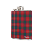 Rood en Blauw Clan Chisholm Tartan Monogram Heupfles (Links)