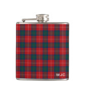Rood en Blauw Clan Chisholm Tartan Monogram Heupfles (Voorkant)