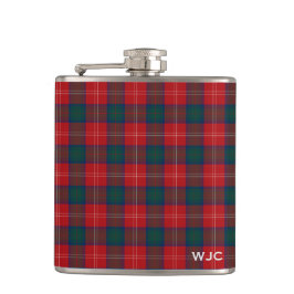 Rood en Blauw Clan Chisholm Tartan Monogram Heupfles