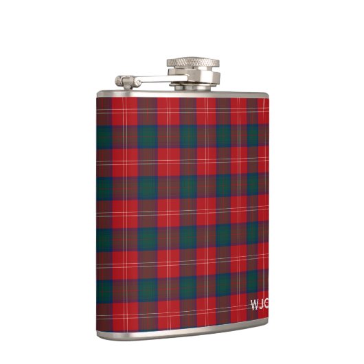 Rood en Blauw Clan Chisholm Tartan Monogram Heupfles (Rechts)