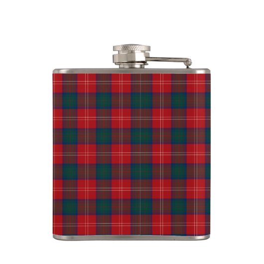 Rood en Blauw Clan Chisholm Tartan Monogram Heupfles (Achterkant)
