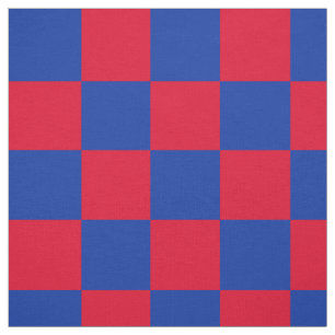 Rood- en blauw dambordpatroon stof