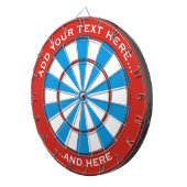 Rood en blauw dartboard met aangepaste tekst dartbord (Voorkant Rechts)