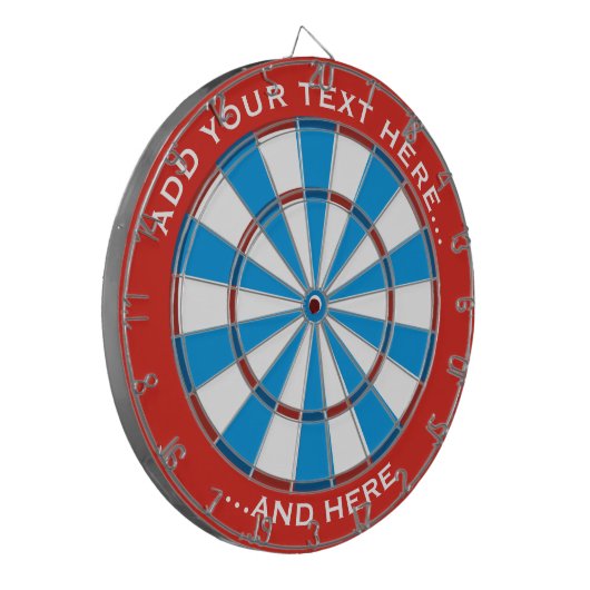 Rood en blauw dartboard met aangepaste tekst dartbord (Voorkant Links)