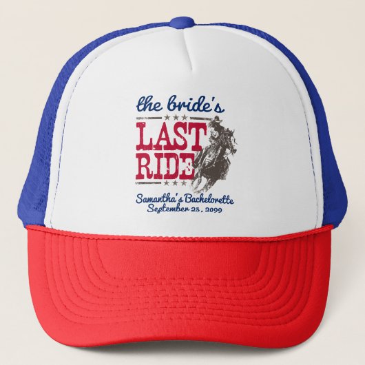 Rood en blauw De laatste rit van de bruid Trucker Pet (Voorkant)