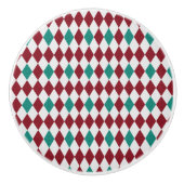 Rood- en blauw diamantglitter keramische knop (Voorkant)