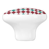 Rood- en blauw diamantglitter keramische knop (Zijkant)