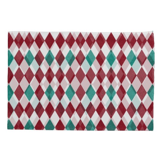 Rood- en blauw diamantglitter kussensloop (Achterkant-Links)