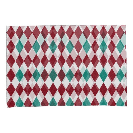 Rood- en blauw diamantglitter kussensloop (Voorkant-Rechts)