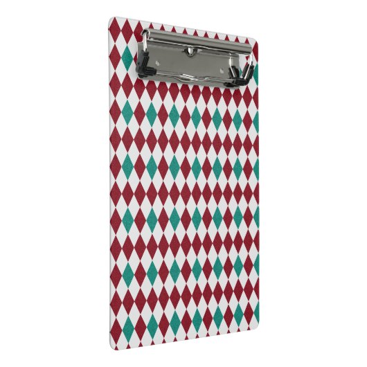 Rood- en blauw diamantglitter mini klembord (Schuin)