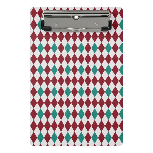 Rood- en blauw diamantglitter mini klembord (Voorkant)