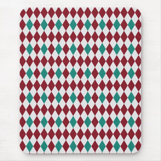 Rood- en blauw diamantglitter muismat (Voorkant)