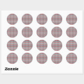 Rood- en blauw diamantglitter ronde sticker (Vel)