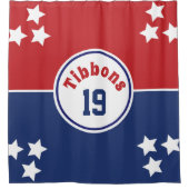 Rood- en blauw douchegordijn (Voorkant)