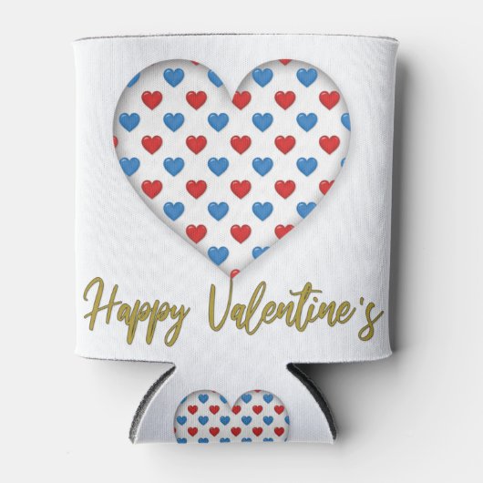 Rood- en blauw elegant hartvormig blikjeskoeler (Voorkant)