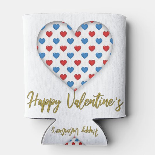 Rood- en blauw elegant hartvormig blikjeskoeler (Achterkant)